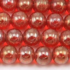 Beads, 8mm Round, Transparent Lustre, LIGHT RED