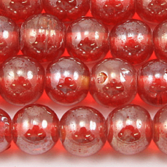Beads, 10mm Round, Transparent Lustre, LIGHT RED