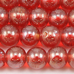 Beads, 10mm Round, Transparent Lustre, LIGHT RED