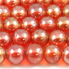 Beads, 10mm Round, Transparent Lustre, ORANGE