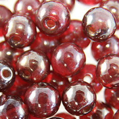 Beads, 10mm Round, Transparent Lustre, ROSE