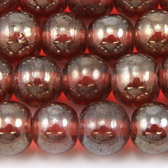 Beads, 10mm Round, Transparent Lustre, ROSE