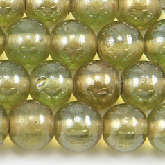 Beads, 10mm Round, Transparent Lustre, PALE GREEN
