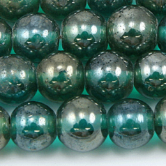 Beads, 10mm Round, Transparent Lustre, TEAL