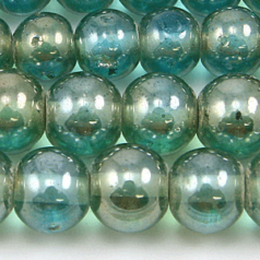 Beads, 10mm Round, Transparent Lustre, LIGHT GREEN AQUA