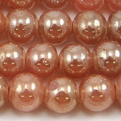 Beads, 10mm Round, Transparent Lustre, PINK OPAL