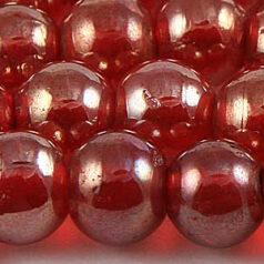 Beads, 12mm Round, Transparent Lustre, LIGHT RED