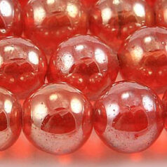 Beads, 12mm Round, Transparent Lustre, ORANGE