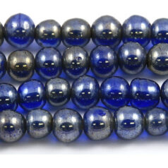 Beads, 6mm Round,  Transparent Lustre,  NAVY