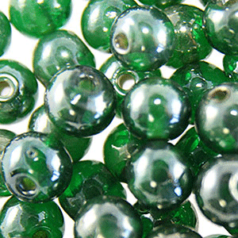 Beads, 12mm Round, Transparent Lustre, EMERALD