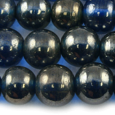 Beads, 12mm Round, Transparent Lustre, DARK BLUE AQUA