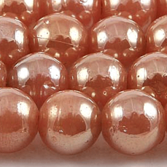 Beads, 12mm Round, Transparent Lustre, PINK OPAL