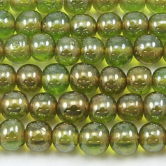 Beads, 6mm Round,  Transparent Lustre,  DARK GREEN