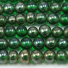 Beads, 6mm Round,  Transparent Lustre,  GREEN