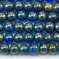 Beads, 6mm Round,  Transparent Lustre,  DARK BLUE AQUA