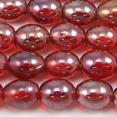 Beads, Glass Beads, 8x10mm Oval Transparent Lustre, RED