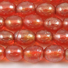 Beads, Glass Beads, 8x10mm Oval Transparent Lustre, ORANGE