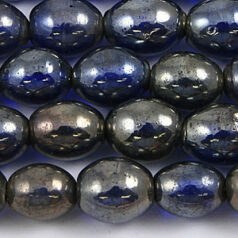 Beads, Glass Beads, 8x10mm Oval Transparent Lustre, DARK SAPPHIRE