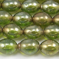Beads, Glass Beads, 8x10mm Oval Transparent Lustre, CHARTREUSE