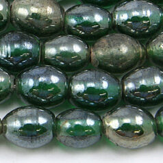 Beads, Glass Beads, 8x10mm Oval Transparent Lustre, EMERALD