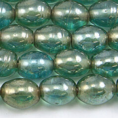 Beads, Glass Beads, 8x10mm Oval Transparent Lustre, TEAL