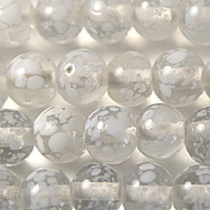 Glass Bead, 8mm ROUND SPOTTED TRANSPARENT-CRYSTAL