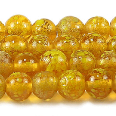 Beads, Glass Beads,  8mm Round Spotted Transparent, YELLOW