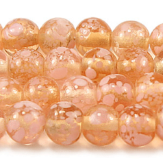 Beads, Glass Beads,  8mm Round Spotted Transparent, PINK