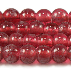 Beads, Glass Beads,  8mm Round Spotted Transparent, ROSE