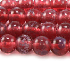 Beads, Glass Beads,  8mm Round Spotted Transparent, ROSE