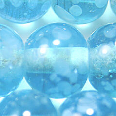Beads, Glass Beads,  8mm Round Spotted Transparent, Light Aqua