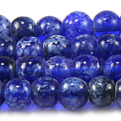 Beads, Glass Beads,  8mm Round Spotted Transparent, Cobalt