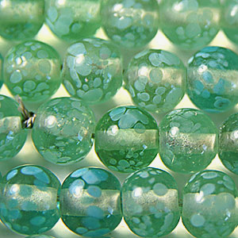 Beads, Glass Beads,  8mm Round Spotted Transparent, Chartreuse