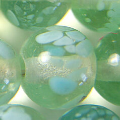 Beads, Glass Beads,  8mm Round Spotted Transparent, PALE GREEN