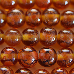 Beads, Glass Beads,  8mm Round Spotted Transparent, TOPAZ