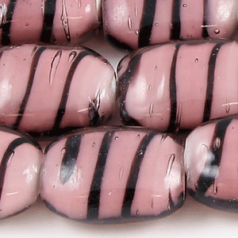 Beads, Glass Beads,  18x14mm Puffy Rectangle Black Stripe, AMETHYST