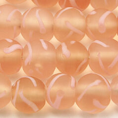 Glass Bead, 10mm RND TRANS. MATTE BRUSHMARK-PINK
