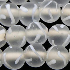 Glass Bead, 10mm RND TRANS. MATTE BRUSHMARK-CRYSTAL
