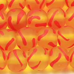 Glass Bead, 10mm RND TRANS. MATTE BRUSHMARK-YELLOW