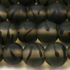 Glass Bead, 10mm RND TRANS. MATTE BRUSHMARK-GREY