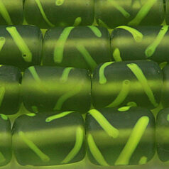 Glass Bead, 14mm Flat Tube Trans Matt Brushmark - Green