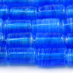 Beads, Glass Beads, 14x9mm Tube Opal Swirl, LIGHT BLUE AQUA