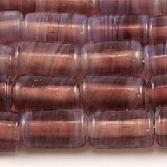 Beads, Glass Beads, 14x9mm Tube Opal Swirl, PURPLE