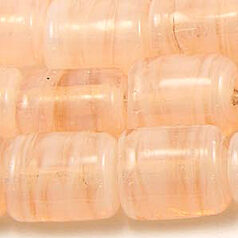 Beads, Glass Beads, 13x10mm Flat Tube Opal Swirl, PEACH