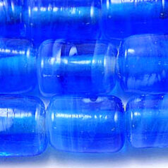 Beads, Glass Beads, 13x10mm Flat Tube Opal Swirl, LIGHT BLUE AQUA