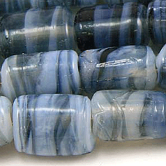 Beads, Glass Beads, 13x10mm Flat Tube Opal Swirl, MONTANA