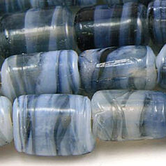Beads, Glass Beads, 13x10mm Flat Tube Opal Swirl, MONTANA
