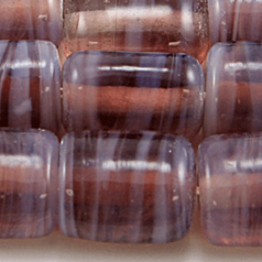 Beads, Glass Beads, 13x10mm Flat Tube Opal Swirl, PURPLE