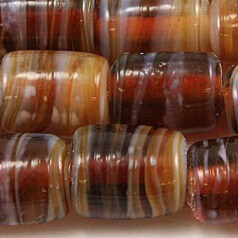 Beads, Glass Beads, 13x10mm Flat Tube Opal Swirl, BROWN