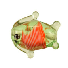 Beads, 19mmx15mm, Glass Fish Fancy, - Light Green